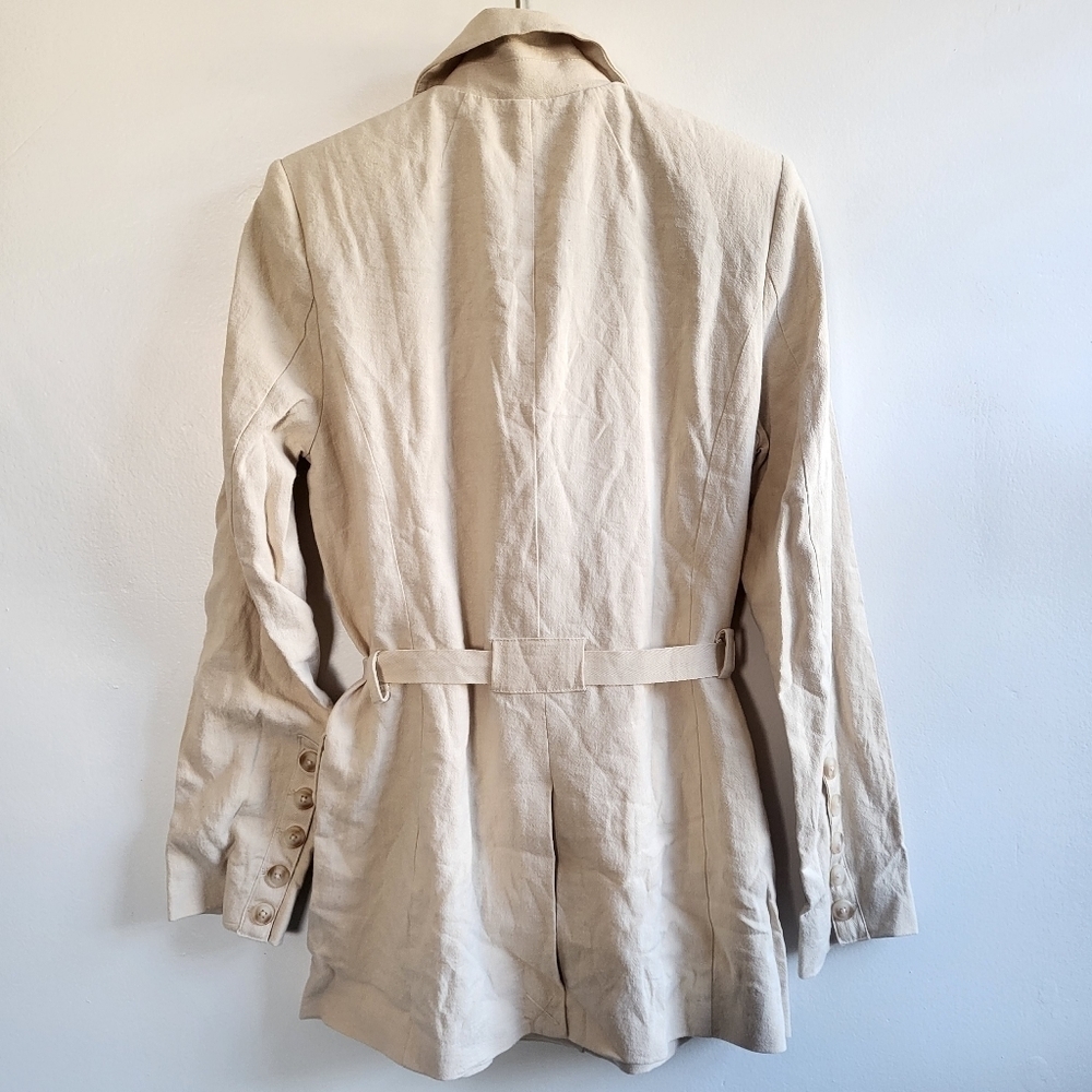 Free People Olivia Double Breasted Linen Blend Pebble/Sand Blazer New XS - Picture 15 of 17